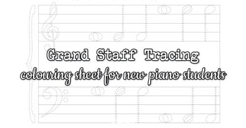 Grand staff colouring worksheet for piano students
