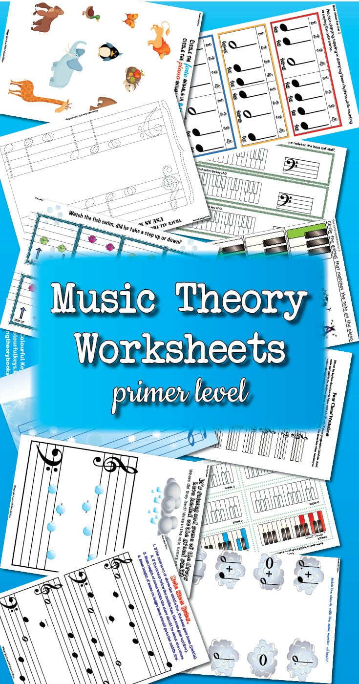 Theory Worksheet Catalogue for primer level piano students