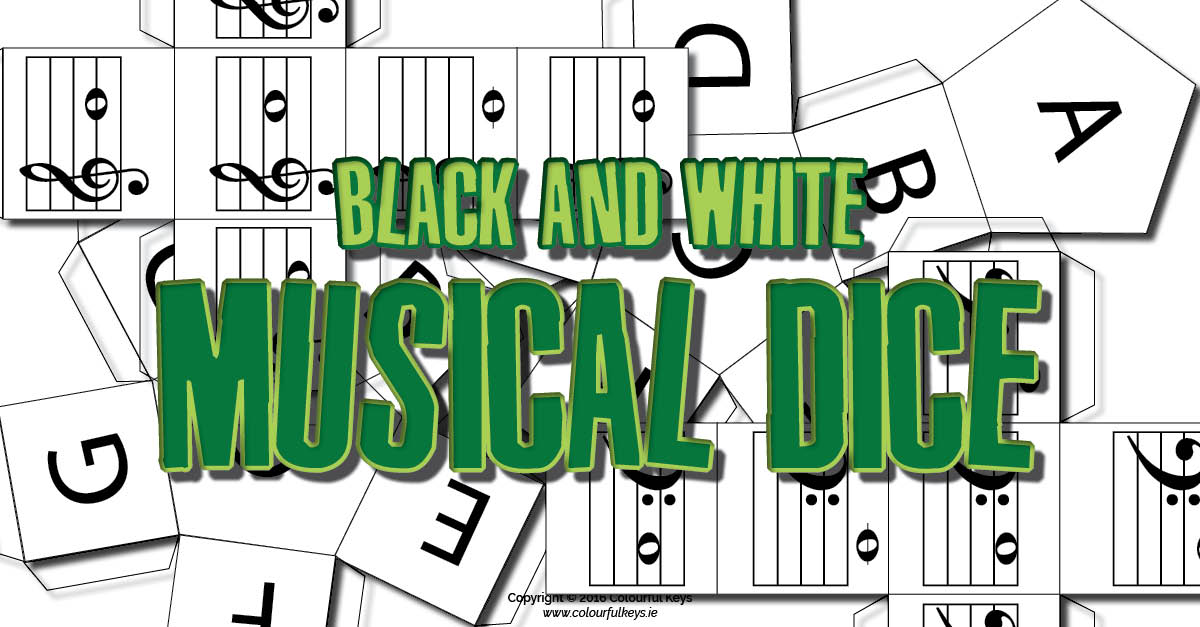 Black and white musical dice