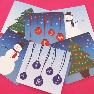 Music Themed Christmas Cards Colourful Keys
