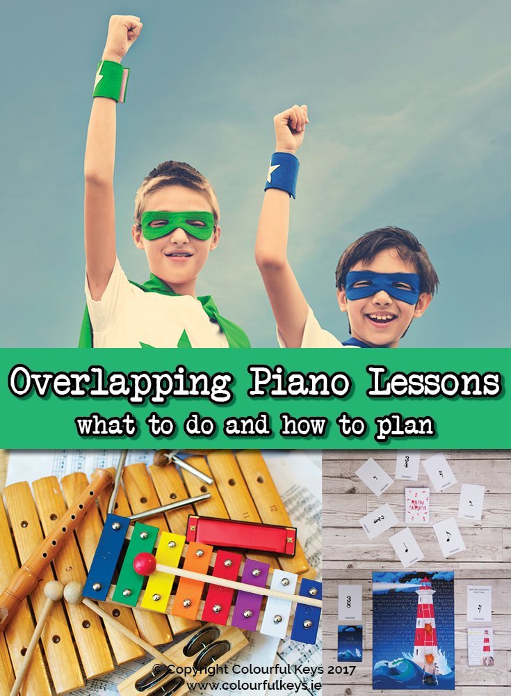 Great activities and ideas for partner, buddy, or overlapping piano lessons!