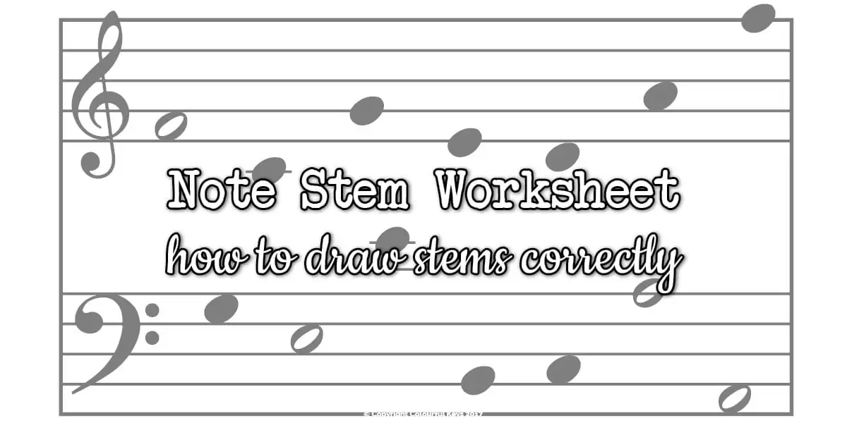 Note stems worksheet for music students