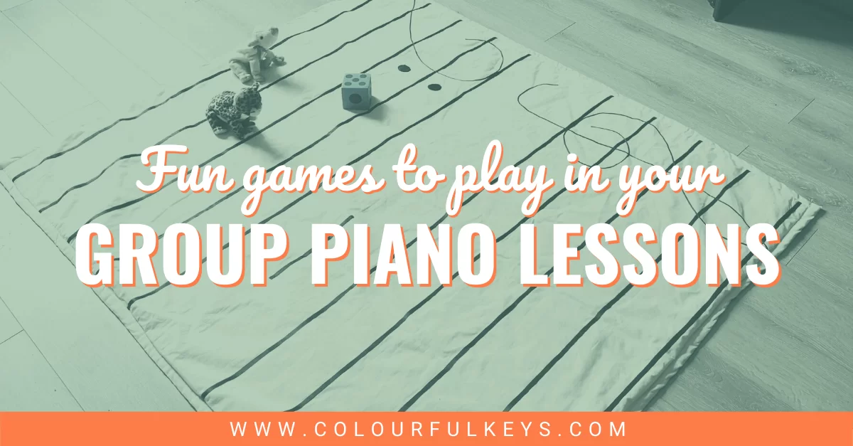 Group Piano Lesson Games with a Floor Grand Staff